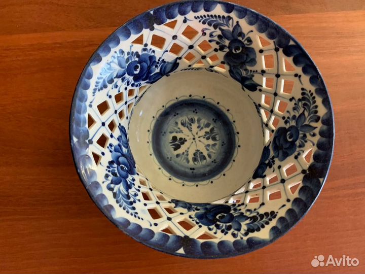 Ваза под фрукты. Гжель. Ручная работа