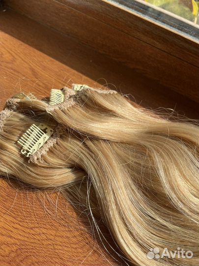 Волосы на заколках 50-55 см блонд