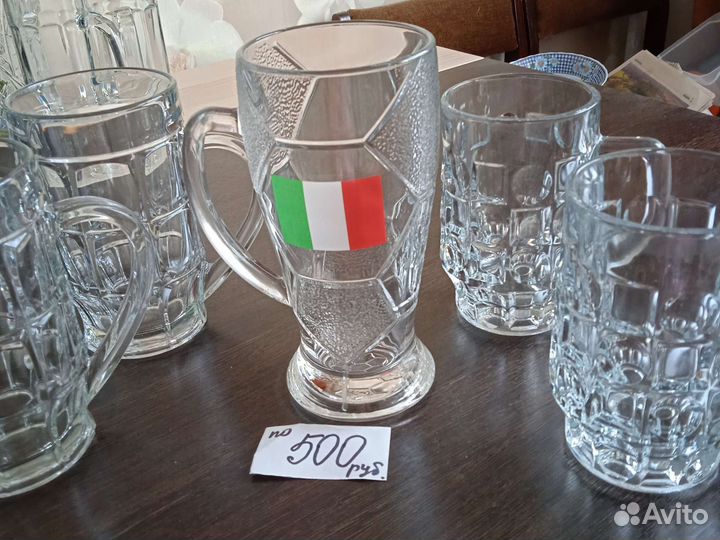 Кружки пивные, стаканы для виски и пепси