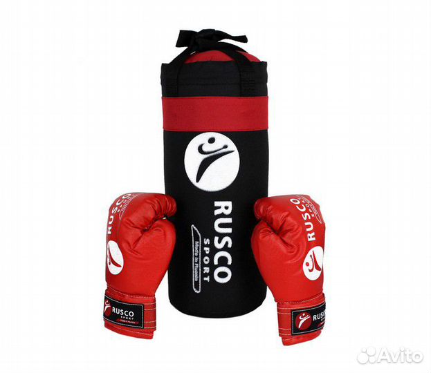 Набор для бокса rusco sport к/з черн-красн 6oz