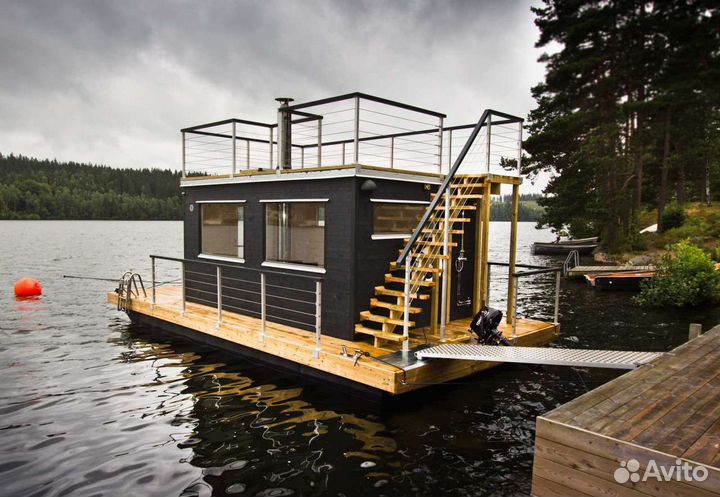 Плавучие домики для баз отдыха. Хаусботы