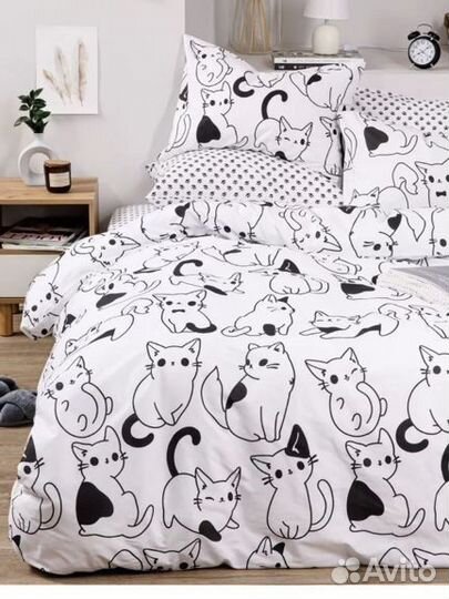Новое Постельное белье 1.5 спальное хлопок Котята