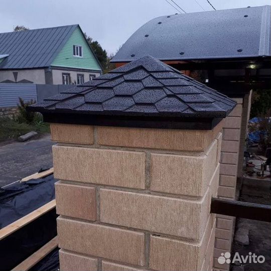 Защита на столб забора под мягкую черепицу