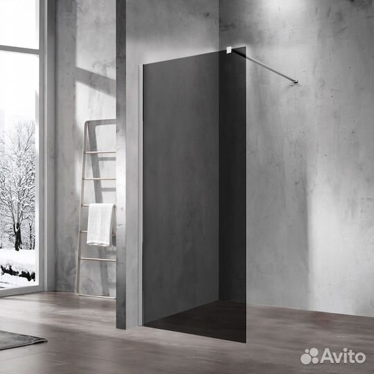 Перегородка для душа 1100x2000, хром, тонированно