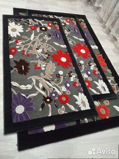 Три ковра,шерсть/хлопок/шелк,лепка на шениле