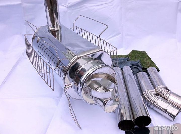 Печь буржуйка Кабанчик на 15 л. с решетками