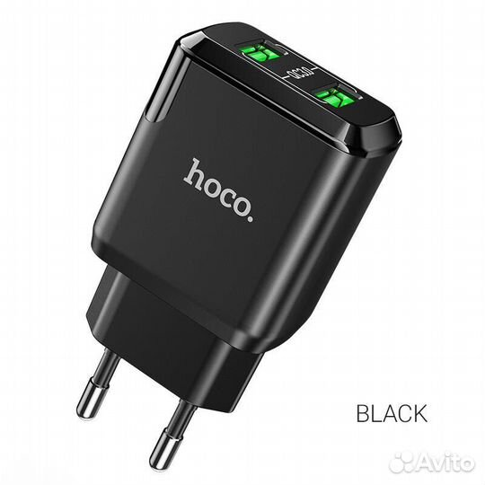Зарядное устройство hoco N6 Charmer 2*USB, 3A, чер