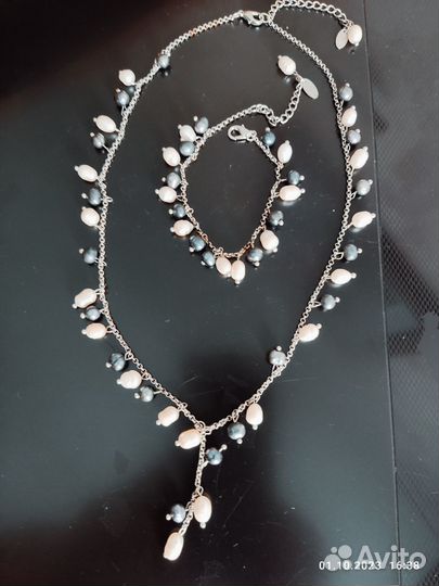 Комплект из натурального пресноводного жемчуга