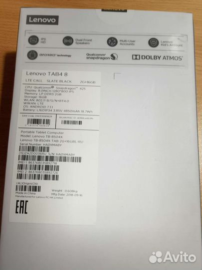 Планшет Lenovo tab 4
