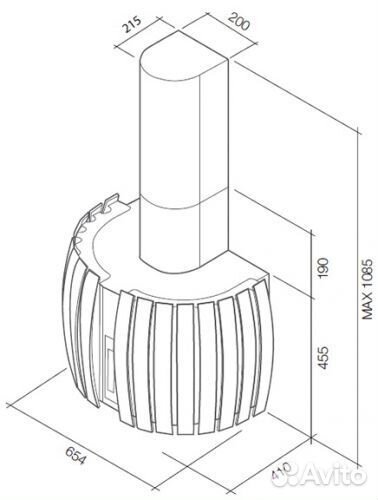 Вытяжка falmec prestige 65 vetro nero (800)