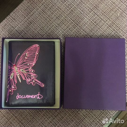 Обложка для автодокументов нат кожа, стразы