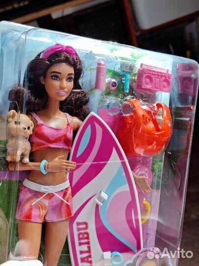 Кукла барби экстра сёрфинг с собачкой шарнирная