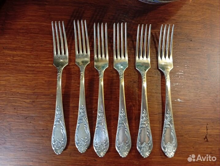 Вилки десертные, мельхиор, зиш, СССР