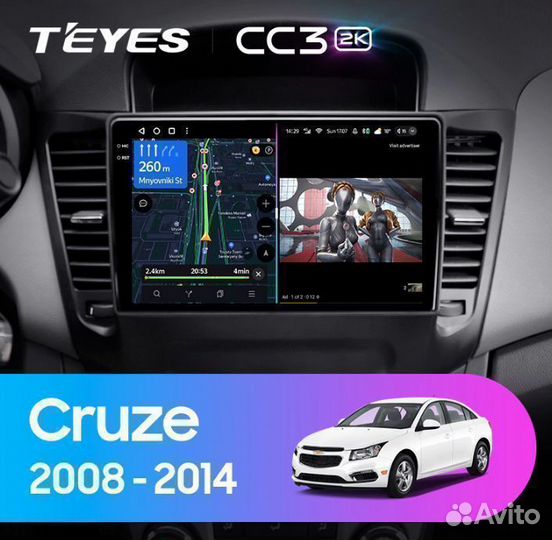 Магнитола Teyes CC3 2K 4/64 Chevrolet Cruze 08-14