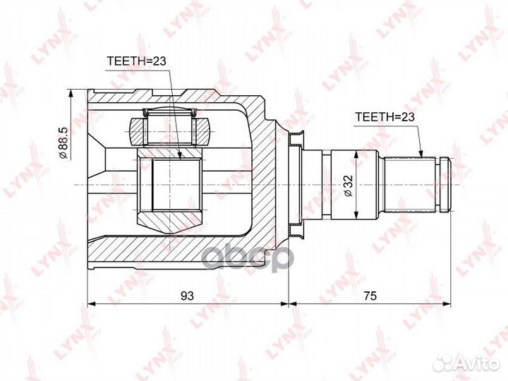 Шрус внутренний перед прав CI3714 lynxauto