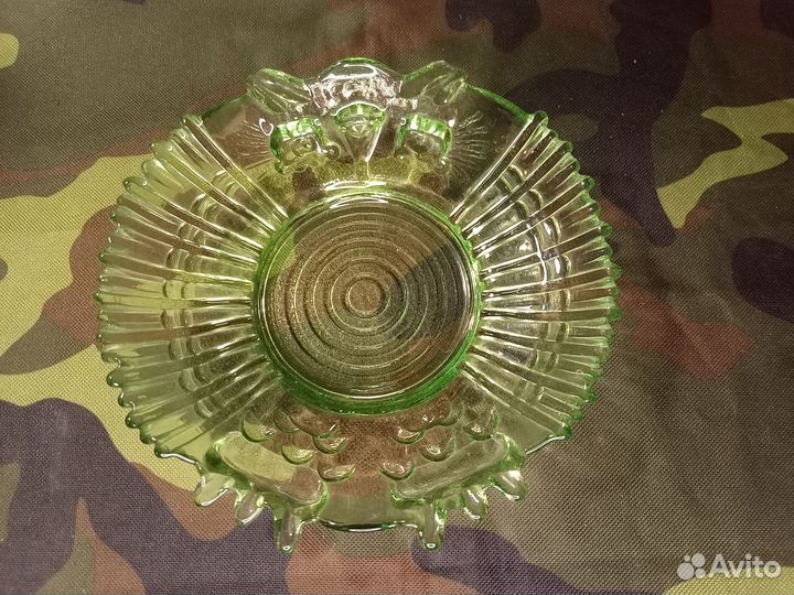 Тарелки Сова из Зеленого стекла СССР