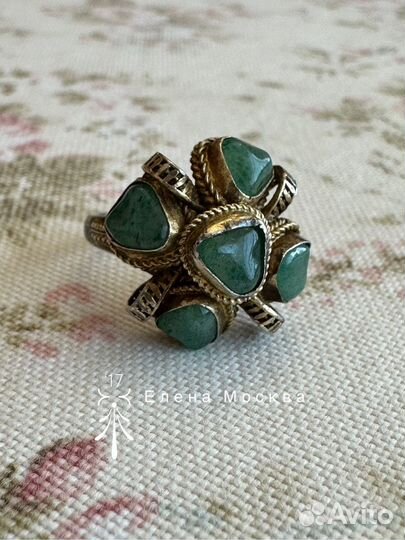 Винтаж: кольцо кварцит серебро Китай