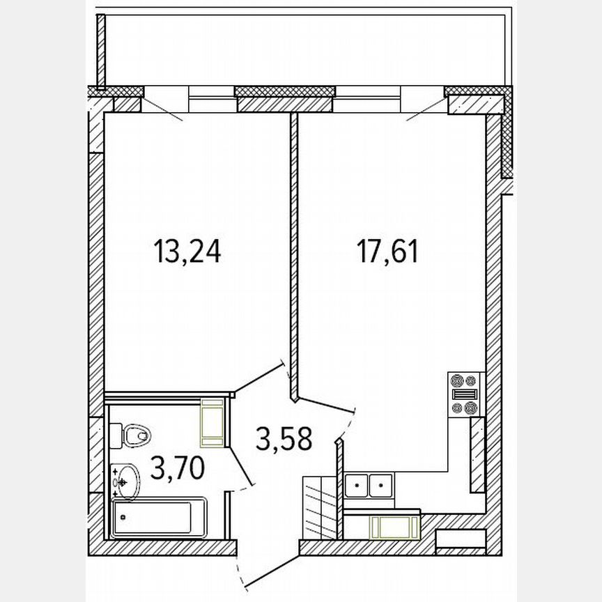 1-к. квартира, 41,7 м², 2/9 эт.