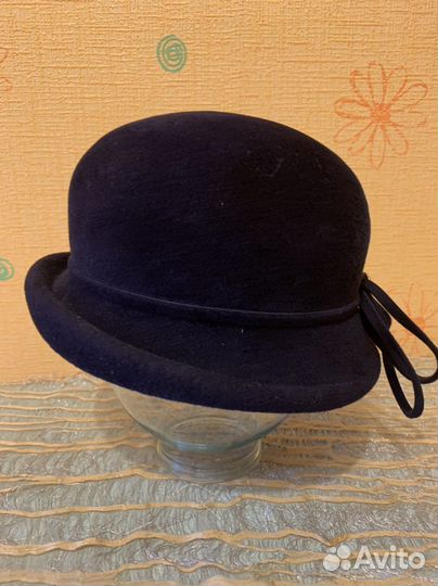 Шляпа темно-синяя чехословатский фетр,из кролика