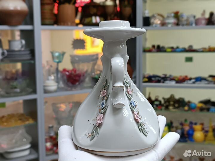 Советский Подсвечник Фарфор Золочение Ручная Лепка