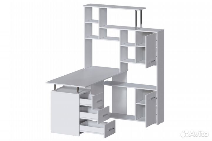 Компьютерный стол угловой со шкафами белый