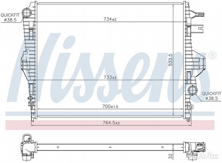 Радиатор охлаждения двс VW touareg (2010) 3.0 TDI