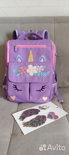 Рюкзак школьный единорожка+термонаклейки