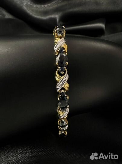 Золотой браслет с сапфирами 585 проба 14.41 гр
