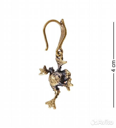 Серьги Лягушка Пузатик (латунь, янтарь) A2182138