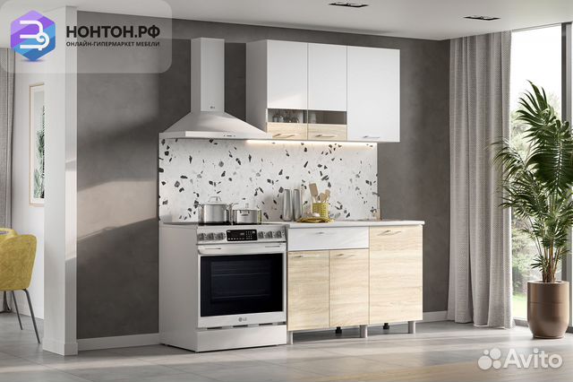 Кухня Аура 1.2 м белая / дуб сонома