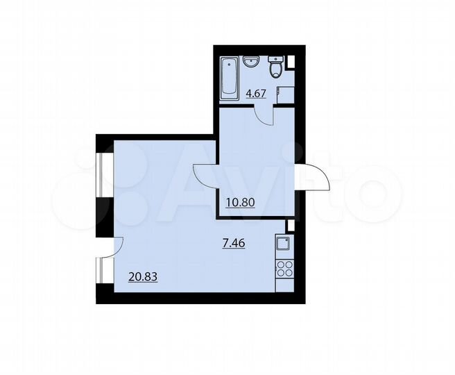 Квартира-студия, 44,8 м², 3/10 эт.