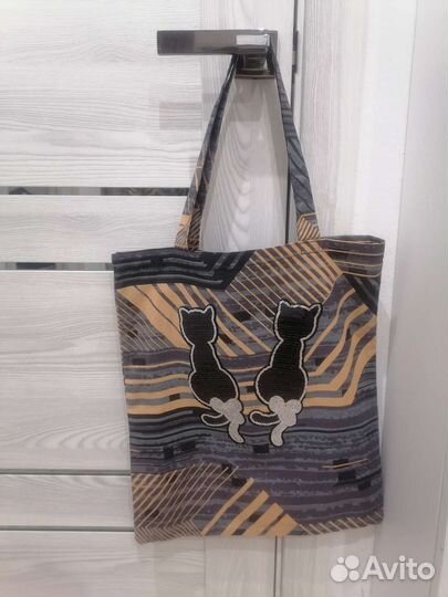 Сумка шоппер и косынка, хлопок