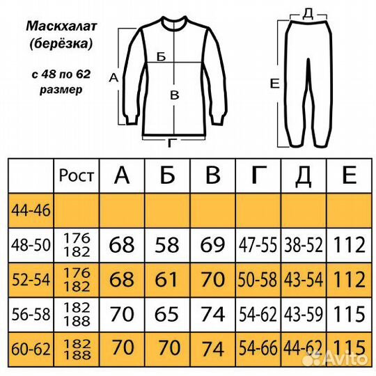 Маскхалат с сеткой с 48 по 58