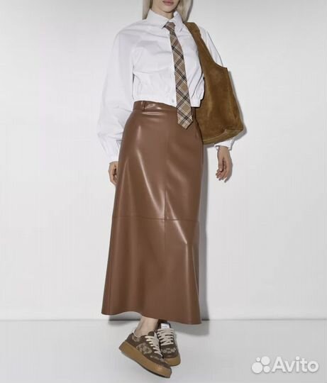 Кожаная юбка макси