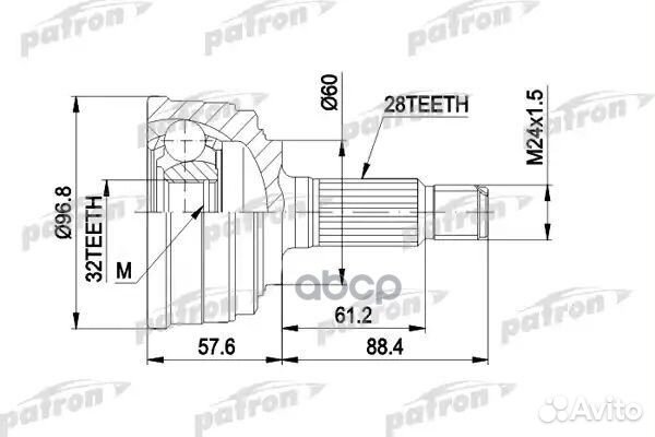 ШРУС наружн к-кт 28x60x32 honda: accord с и без