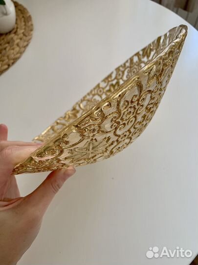 Фруктовница IVV блюдо золотое Италия ручная работа