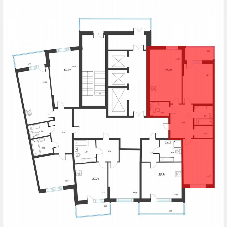 2-к. квартира, 64,7 м², 18/22 эт.