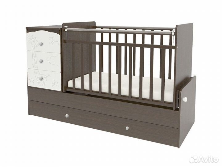 Кроватка-трансформер для новорожденных с маятником