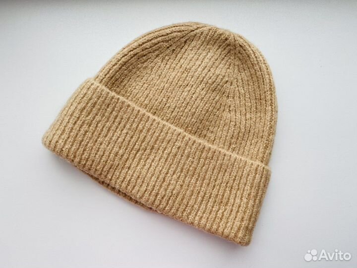 Однотонная вязанная женская новая шапка-бини 54-58