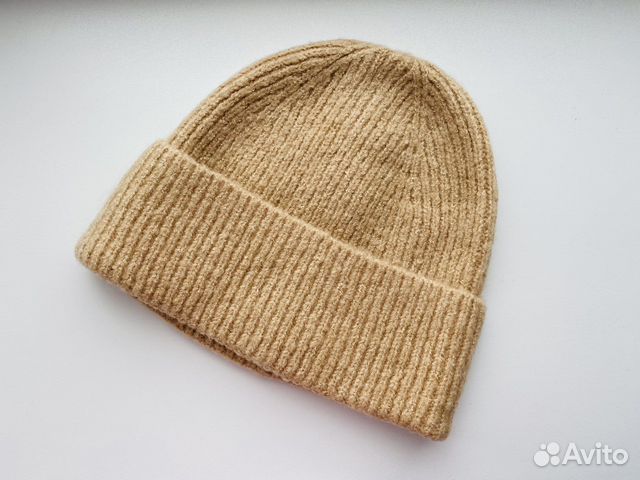 Однотонная вязанная женская новая шапка-бини 54-58