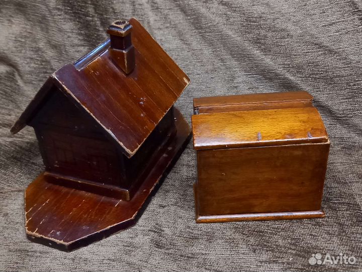 Старинный деревянный домик, 2 сигаретницы до 1917г