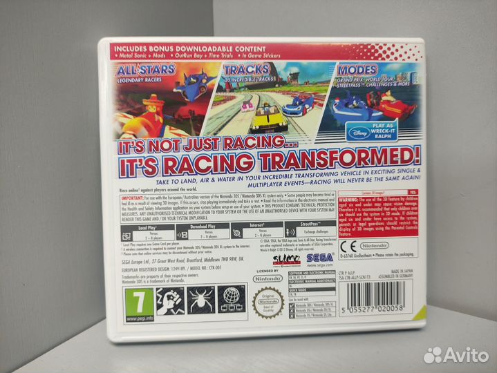 Sonic & All-Stars Racing Transformed Nintendo 3ds