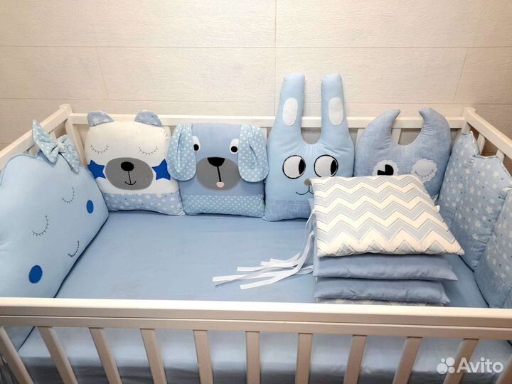 Бортики в детскую кроватку зверюшки