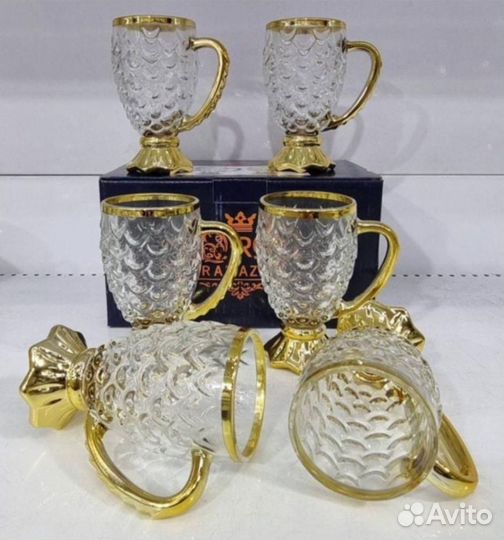 Кружка для чая и кофе золото цветы