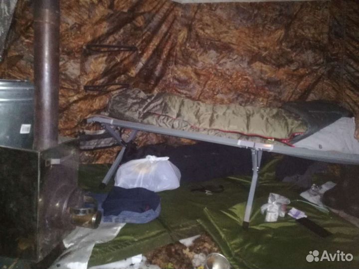 Походная баня уп-2 + раскладушки + тёплый пол