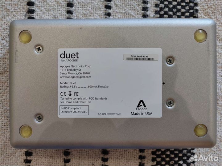 Apogee duet звуковая карта