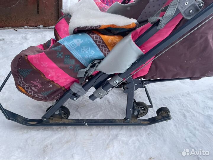 Детские санки коляска с колесами
