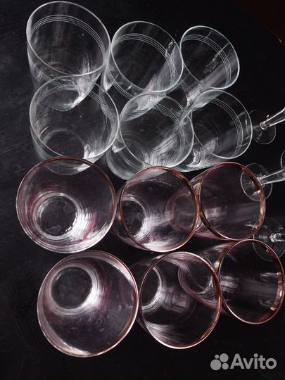 Стаканы СССР тонкое цветное стекло. 6 шт