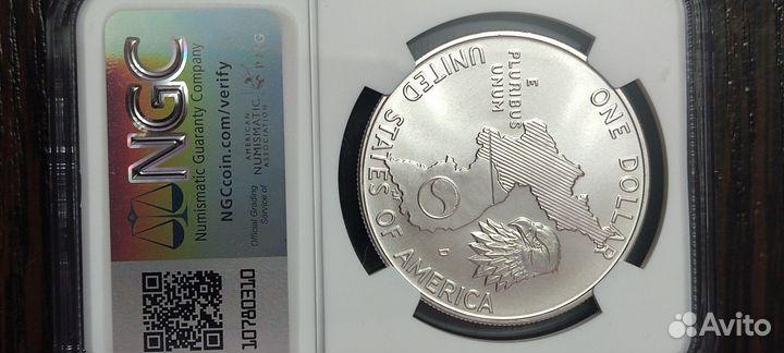 Монета 1 доллар США 1991 NGC ms 69 Серебро