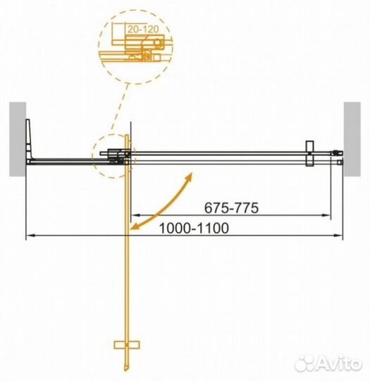 Душевая дверь Cezares slider-B-1-100/110-BR-boro